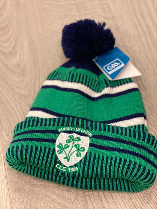 Borrisokane GAA Club Bobble Hat Green/White Navy Bobble
