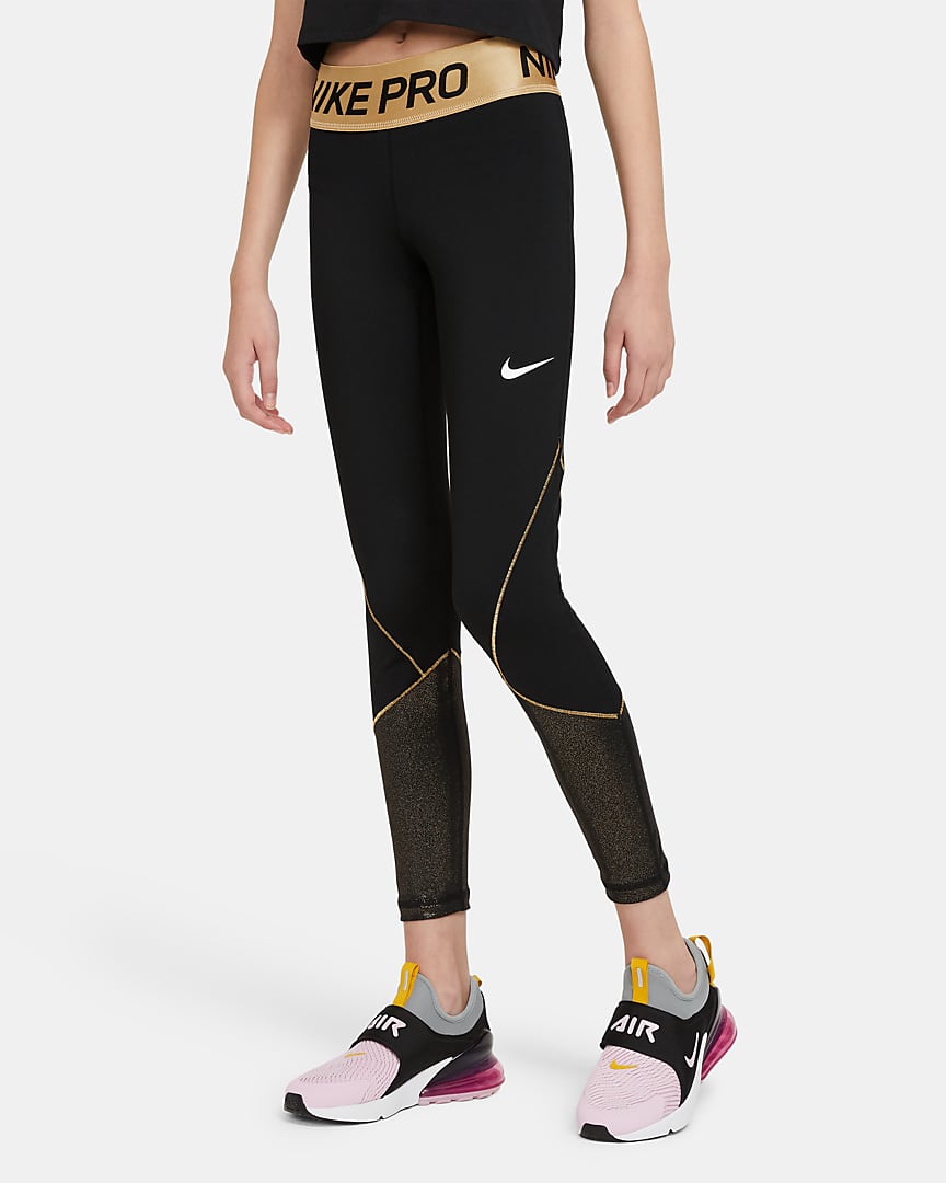 gold nike pro leggings