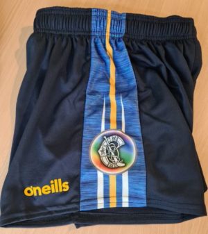 O'Neills Mourne Tipperary Camogie Shorts Navy/Royal side panel (Kids Adults)