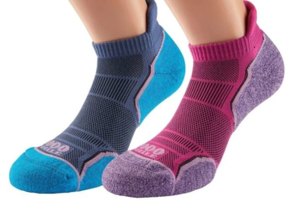 1000 Mile run Socklet Sock Pink/Blue Twin Pack  Size M (Ladies)