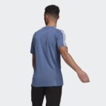 adidas Essentials 3 Stripes Tee Shirt Crew Blue/White (Men's) - Image 3