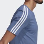 adidas Essentials 3 Stripes Tee Shirt Crew Blue/White (Men's) - Image 5