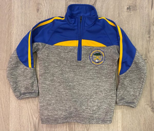Ballinahinch NS School Uniform Half Zip Track Top  Grey Melange/Royal/Amber