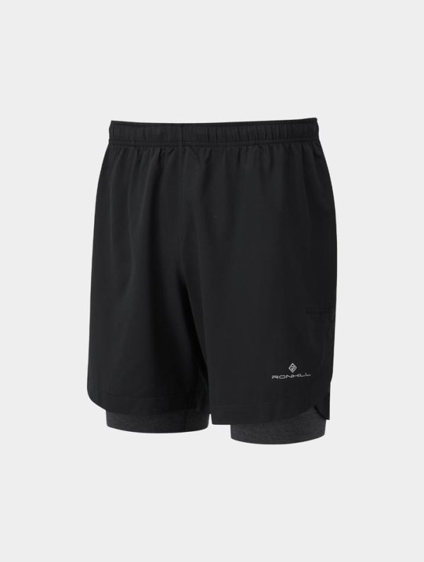 Ronhill Life 7" Twin Shorts Black/Charcoal Marl (Men's)