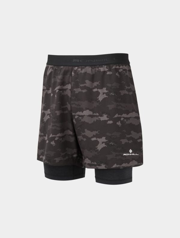 Ronhill Life 5" Twin Shorts Black Mono Ridge Size M (Men's)