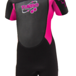 TWF Turbo SHORTIE Wetsuit 2.5mm UV Protection Pink Black (Kids) - Image 2