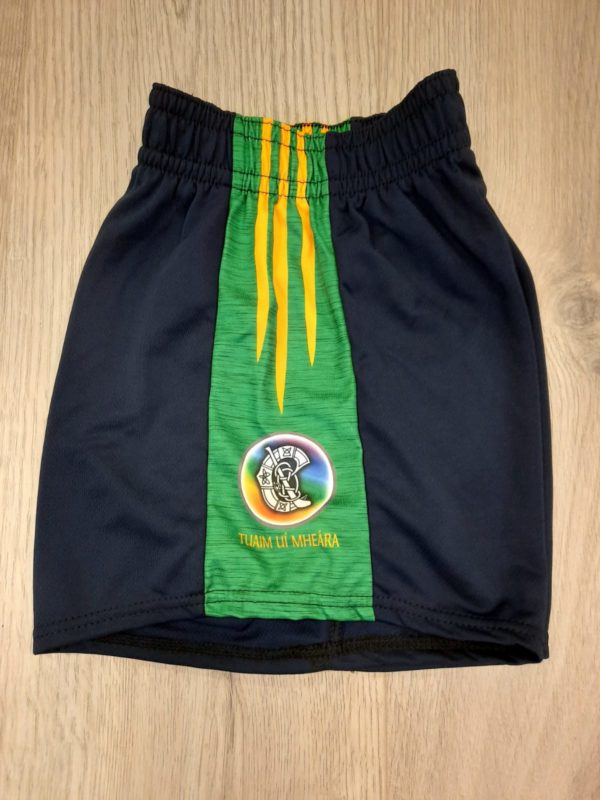 Toomevara Camogie O'Neills Shorts Navy Green / Yellow Stripe