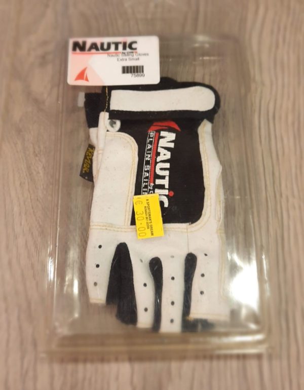 Nautic Sailing Glove White Leather Black Size XS