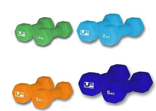 Urban Fitness Hex Neoprene Dumbbells Weights (Pair) (Size Range 1 kg up to 5kg)