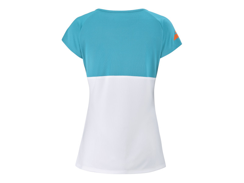Babolat Play Cap Sleeve Tennis Tee Top White/ Caneel Blue (Kids/Girls) - Image 3