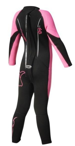 TWF 2.5mm Full Length UV Protection Wetsuit Black/Pink (Kids) Size K7 Age 6/7