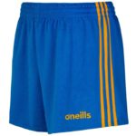 GAA O'Neills Mourne Shorts 3 Stripe Shorts Royal/Amber - Image 3