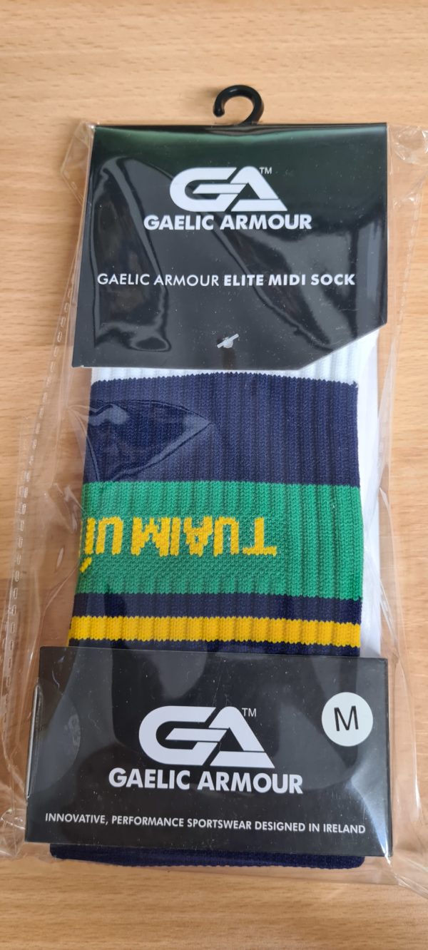 Gaelic Armour Toomevara Tuaim Uí Mheara Camogie Midi Socks White/Green/Amber Navy