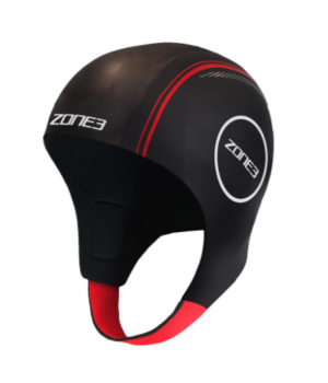 Zone3 Neoprene Swim Skull Cap Hat Black/Red Neoprene