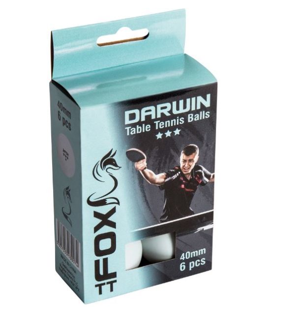 Fox TT Darwin 3 Star 40mm Table Tennis Balls (Pack of 6)