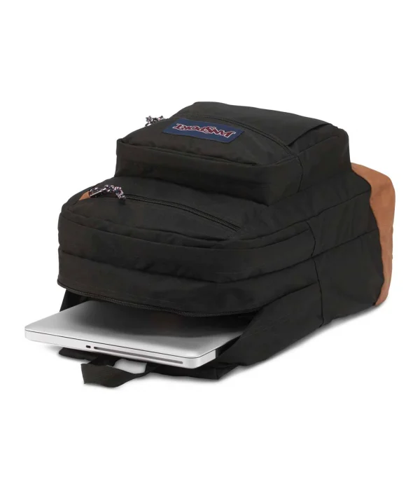 Jansport Cool Student 34L Leather Trip Backpack School Bag Rucksack (Black)
