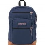 Jansport Cool Student 34L Leather Trip Backpack School Bag Rucksack (Navy) - Image 5