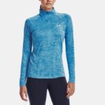 Under Armour Tech 1/2 Half Zip Twist Top Capri Fuse Teal Blue  (Ladies) - Image 3