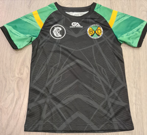 Burgess Duharra Camogie Gaelic Armour Training Jersey Black/Green/Amber (Kids / Adults)