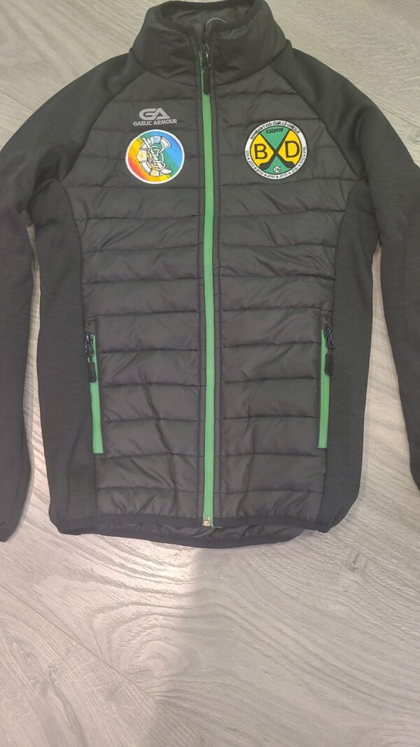 Burgess Duharra Camogie Gaelic Armour Core Hybrid Collared Jacket  Black/Green (Kids / Adults)