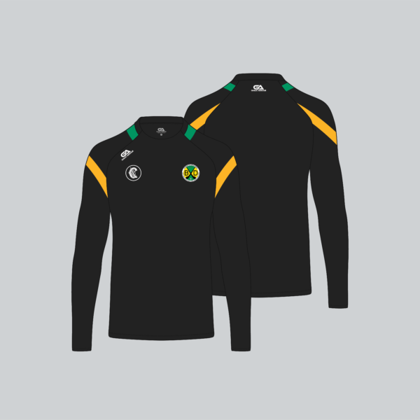 Burgess Duharra Camogie Gaelic Armour Culainn  Crew Sweat Shirt Black/Green/Amber (Kids / Adults)