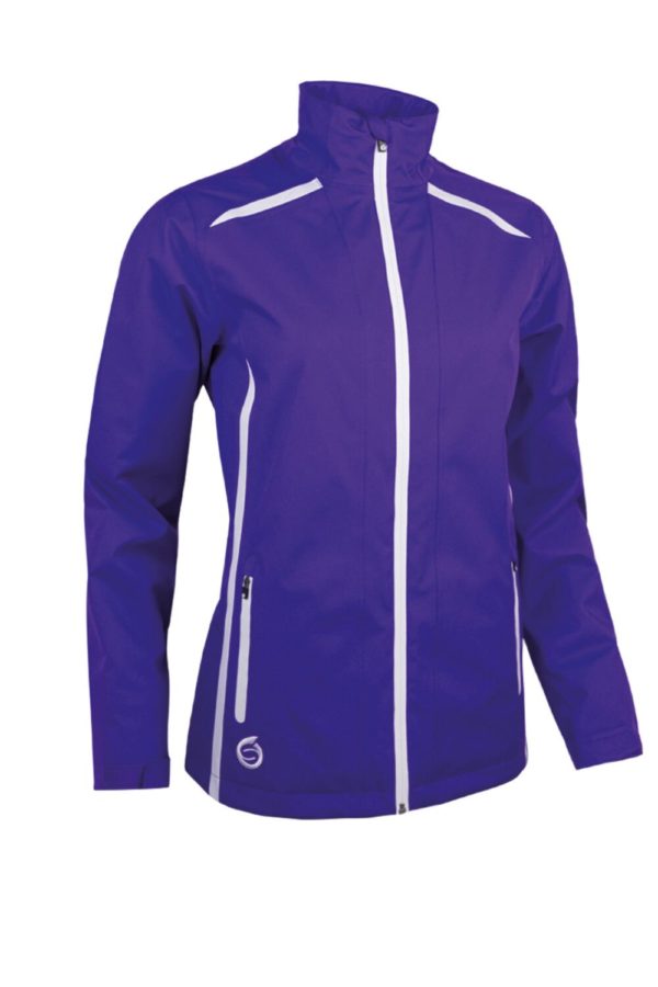 Sunderland s.Killy Zip Front Lightweight Panelled Waterproof Golf Jacket  Purple/White (Ladies)
