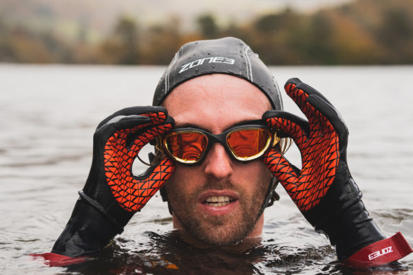 Zone3 Neoprene Swim Gloves Black / Red  (Pair Sizes XS - XL)