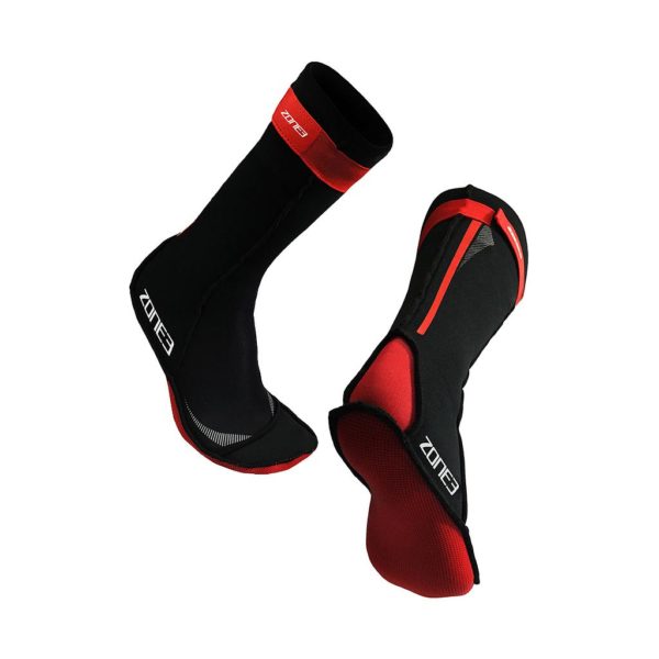 Zone3 Neoprene Swim Socks Black / Red  (Sizes S/M/L)
