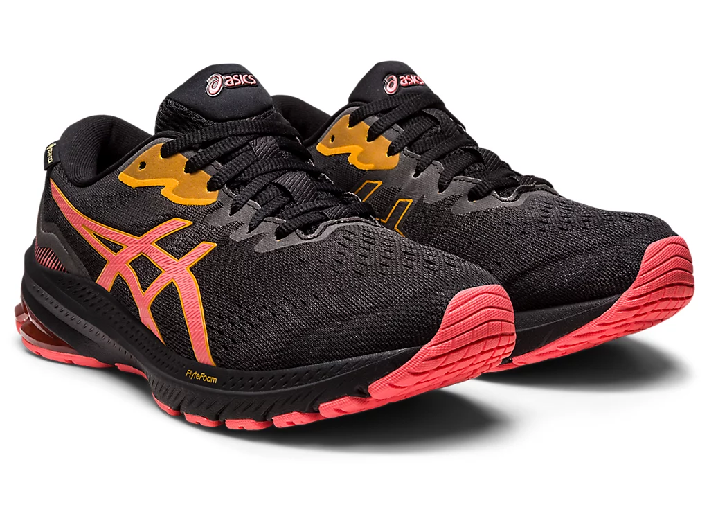 Asics GT 1000 11 GTX Gortex Running Shoe Black Papaya Ladies