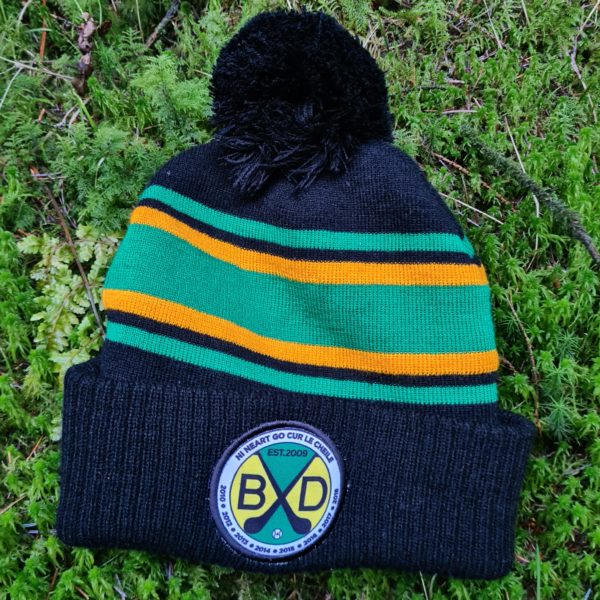 Burgess Duharra Camogie CLUB Knit Bobble Hat Black Green  Amber