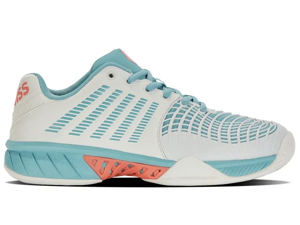 KW Swiss TFW Express Light 3 HB-Blanc/N Blue Desert Tennis Shoe Tropical Peach Ladies)