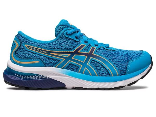 Asics GEL-CUMULUS™ 24 GS (Grade School) Running Shoe Island Blue/Sun Peach (Kids)