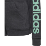 adidas Full Zip Hooded Top Grey Green (Girls) - Image 2