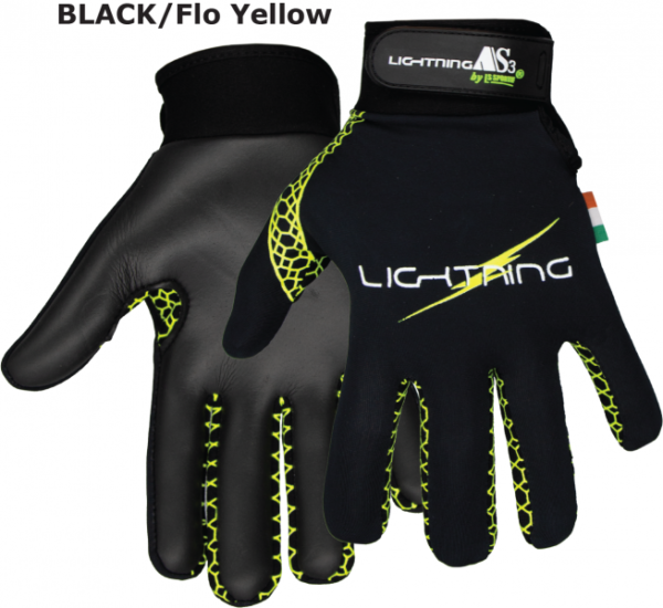 LS SPORTIF LIGHTNING Gaelic Football Gloves Black Flo Yellow / Black Pink
