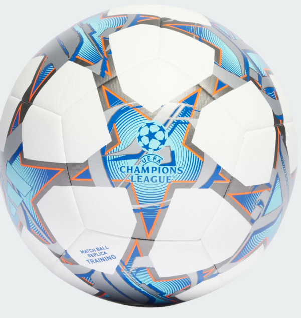 UCL Champions League Training Football (White/Silver Metallic/Bright Cyan /Shock Purple)