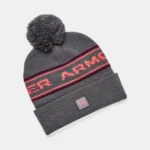 Under Armour UA Halftime Pom Beanie (Pitch Gray / Dark Maroon) - Image 4