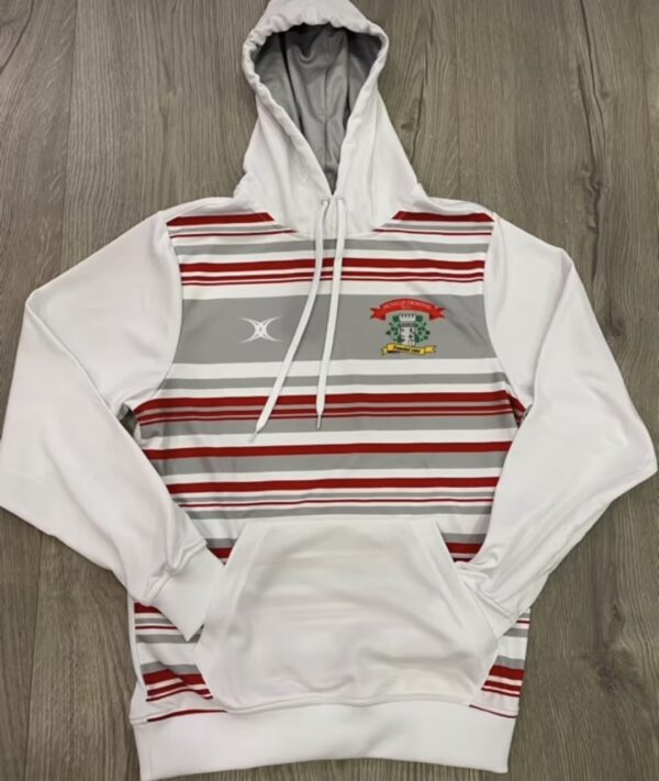 Gilbert Nenagh Ormond Rugby NORFC  Solar White / Red Stripe Overhead  Hoody (Kids/Adults)