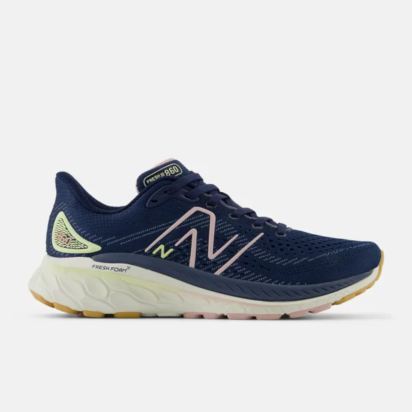 New Balance W860V13 Fresh Form Running Shoe  Navy Orb Pink and vintage indigo  (Ladies) Wide Fit