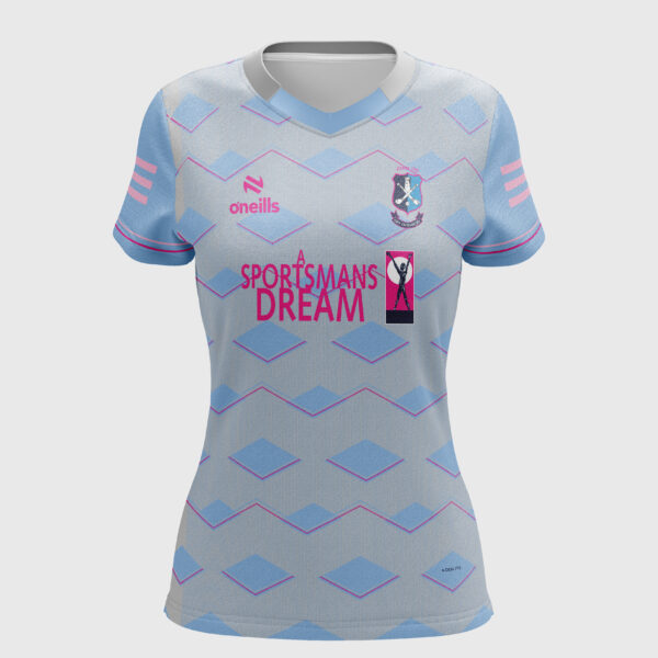 O'Neills Nenagh Éire Óg Camogie Club Training Jersey Grey Blue Pink (Kids/Adults)