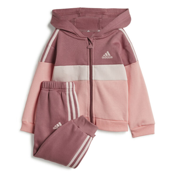 ADIDAS INFANT Fleece Tracksuit with hood Colour Block- Sandy Pink (Infants/Kids)