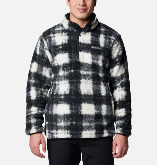 Columbia Rugged Ridge™ III Printed Sherpa Half Snap Fleece Top Chalk Black (Men's)