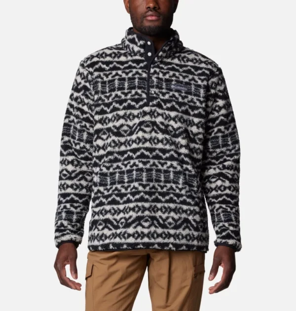 Columbia Rugged Ridge™ III Printed Sherpa Half Snap Fleece Top Black/White (Mens)