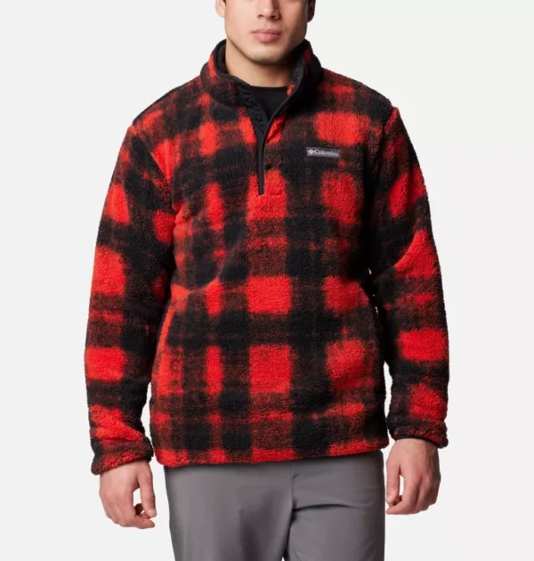 Columbia Rugged Ridge™ III Printed Sherpa Half Snap Fleece Top -Red/Black (Men's)