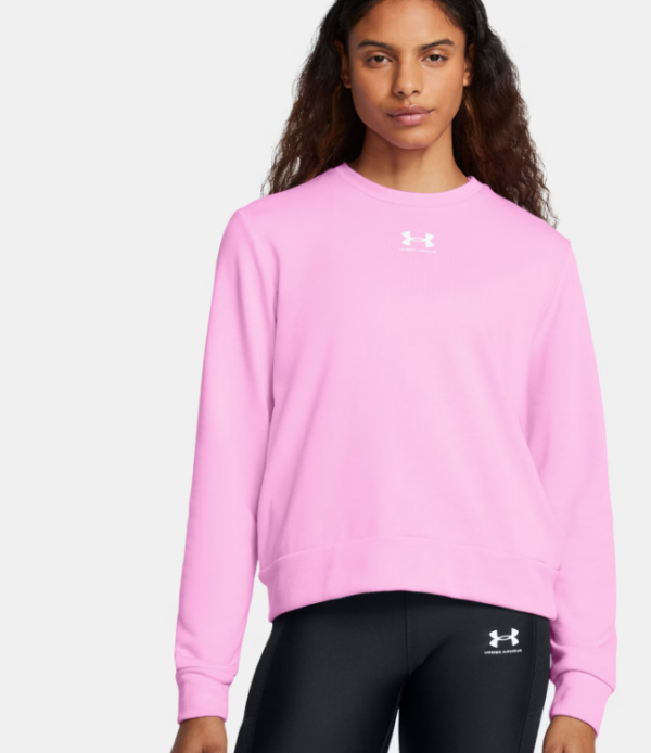 Under Armour Rival Terry Crewneck Top Stellar Pink / White (Women's)