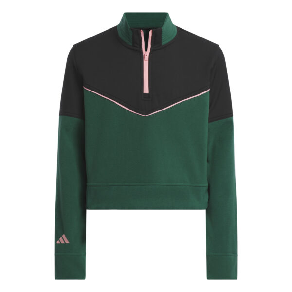 adidas Golf Quarter Zip Fleece Crop Top  Green Pink Black (Kid's)