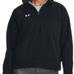 Under ARmour UA Rival Fleece ½ Zip Top Black | Blue | White | Siclia Green (Women's) - Image 3