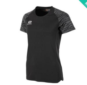 Stanno Bolt Black/Grey Tee Shirt Ladies Fit - Puckane Tennis Club (Women's) Pre-order 2025