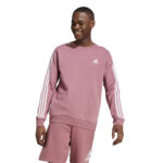adidas  Essentials Fleece 3-Stripes Crew Sweatshirt Crimson Pink (Men's) - Image 4