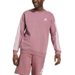 adidas  Essentials Fleece 3-Stripes Crew Sweatshirt Crimson Pink (Men's) - Image 3