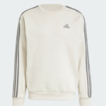 adidas Essentials Fleece 3-Stripes Crew Sweatshirt Aluminum Cream (Men’s) - Image 2